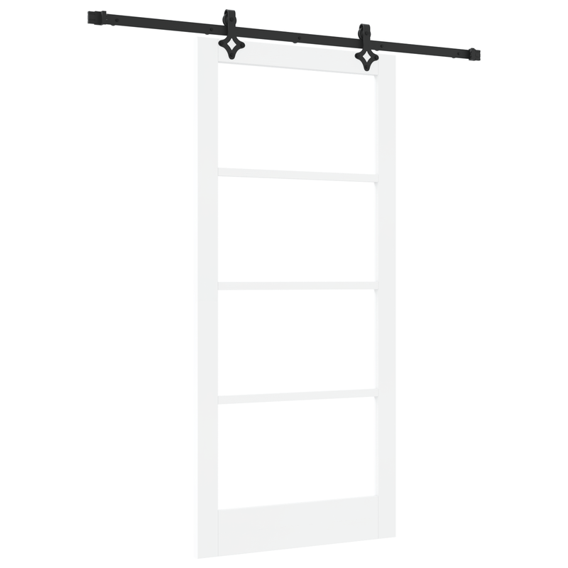 Casa si Gradina - Constructii - Usi interior, exterior si garaj - Usi interior - Usa Glisanta  cu Set de Accesorii "ORKDAL" Lemn Masiv Alb si Sticla - Infinity.ro