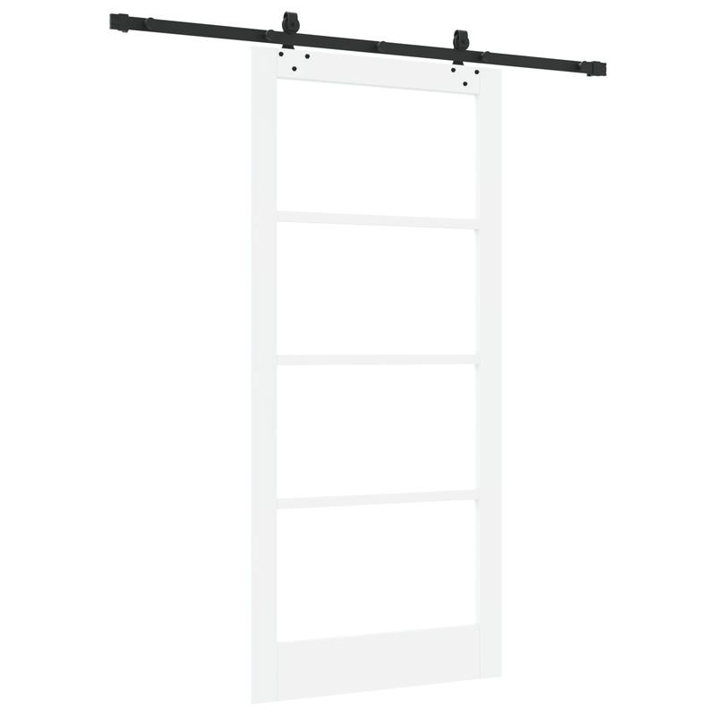 Casa si Gradina - Constructii - Usi interior, exterior si garaj - Usi interior - Usa Glisanta  cu Set de Accesorii "ORKDAL" Lemn Masiv Alb si Sticla - Infinity.ro