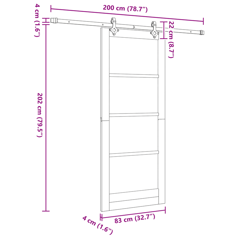 Casa si Gradina - Constructii - Usi interior, exterior si garaj - Usi interior - Usa glisanta  cu set hardware "ORKDAL" Alb Lemn Solid si Sticla - Infinity.ro
