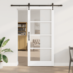 Casa si Gradina - Constructii - Usi interior, exterior si garaj - Usi interior - Usa Glisanta  cu Set de Accesorii Alb 93x211 cm Lemn Masiv din Pin - Infinity.ro