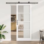 Casa si Gradina - Constructii - Usi interior, exterior si garaj - Usi interior - Usa glisanta  cu Set de Hardware 'ORKDAL'Lemn Solid Alb & Sticla - Infinity.ro