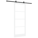 Casa si Gradina - Constructii - Usi interior, exterior si garaj - Usi interior - Usa glisanta  cu Set de Hardware 'ORKDAL'Lemn Solid Alb & Sticla - Infinity.ro