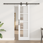 Casa si Gradina - Constructii - Usi interior, exterior si garaj - Usi interior - Usa Glisanta  cu Set de Accesorii 'ORKDAL'Alb Lemn Masiv & Sticla - Infinity.ro