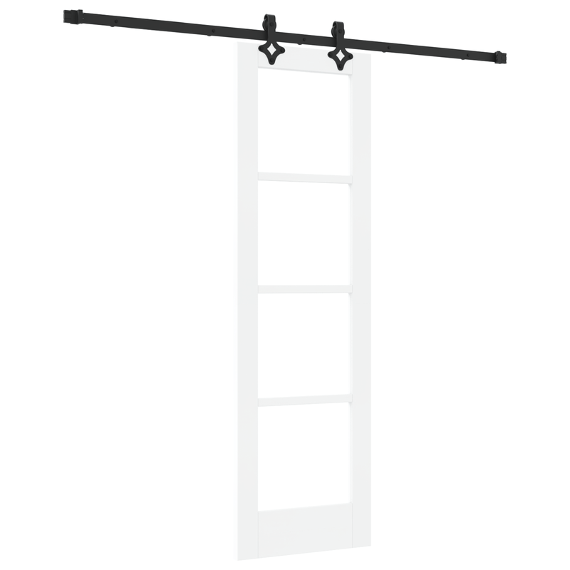 Casa si Gradina - Constructii - Usi interior, exterior si garaj - Usi interior - Usa Glisanta  cu Set de Accesorii 'ORKDAL'Alb Lemn Masiv & Sticla - Infinity.ro
