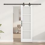 Casa si Gradina - Constructii - Usi interior, exterior si garaj - Usi interior - Usa Glisanta  cu Set de Accesorii 'ORKDAL'Alb Lemn Masiv & Sticla - Infinity.ro