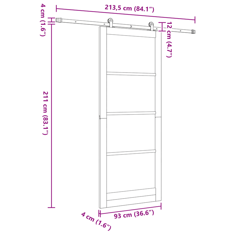 Casa si Gradina - Constructii - Usi interior, exterior si garaj - Usi interior - Usa glisanta si set de accesorii 'ORKDAL'93x232 cm - Infinity.ro