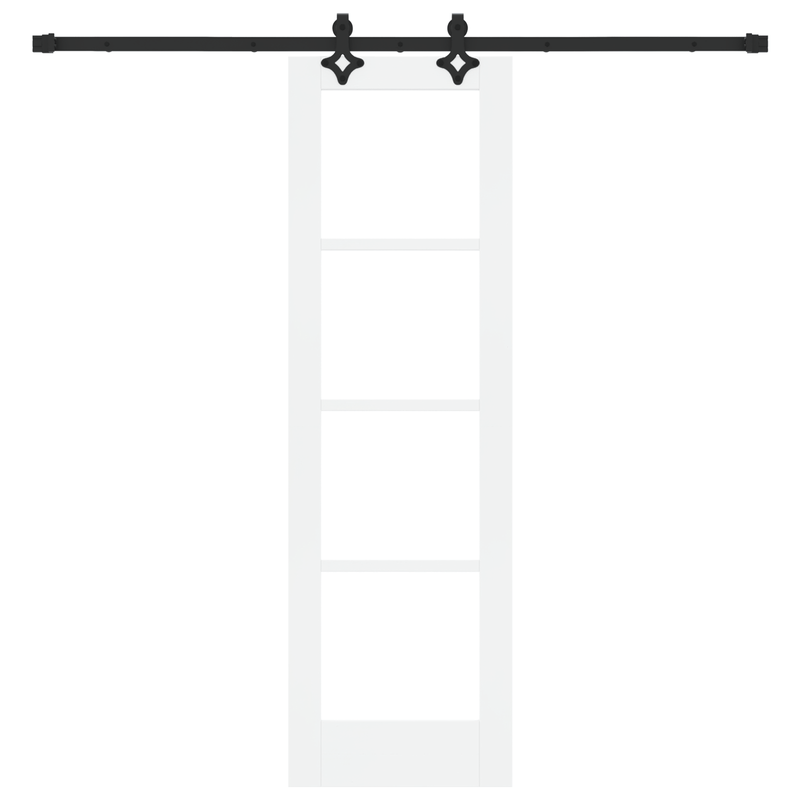 Casa si Gradina - Constructii - Usi interior, exterior si garaj - Usi interior - Usa Glisanta  cu Set de Accesorii 'ORKDAL'Alb Lemn Masiv & Sticla - Infinity.ro
