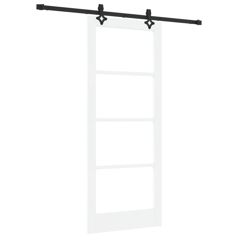 Casa si Gradina - Constructii - Usi interior, exterior si garaj - Usi interior - Usa Glisanta  cu Set de Accesorii 'ORKDAL'Alb din Lemn Masiv & Sticla - Infinity.ro