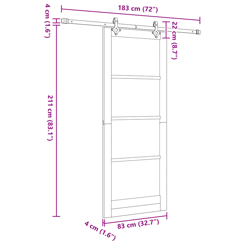 Casa si Gradina - Constructii - Usi interior, exterior si garaj - Usi interior - Usa glisanta  cu set hardware "ORKDAL" Alb din MDF solid si sticla - Infinity.ro