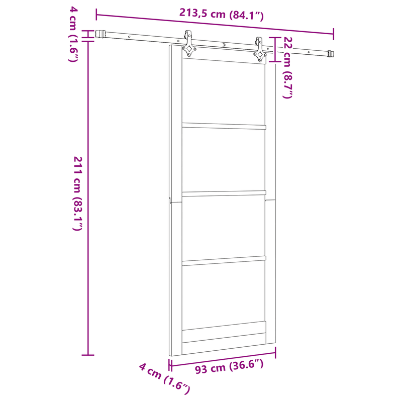 Casa si Gradina - Constructii - Usi interior, exterior si garaj - Usi interior - Usa glisanta  cu hardware alb 93x232 cm din lemn solid de pin - Infinity.ro