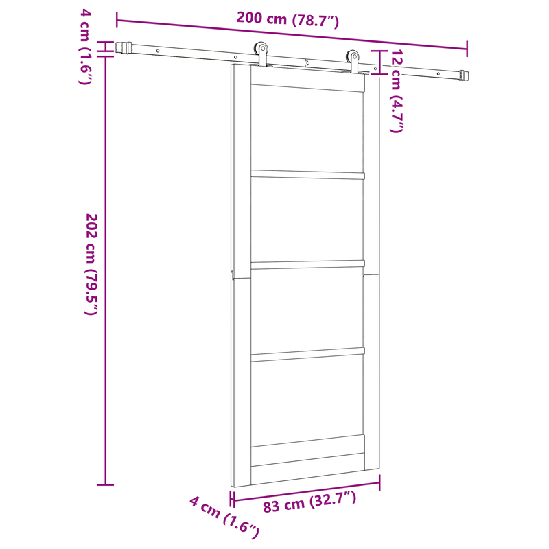 Casa si Gradina - Constructii - Usi interior, exterior si garaj - Usi interior - Usa glisanta  cu set de accesorii 'ORKDAL'Alb din lemn solid si sticla - Infinity.ro