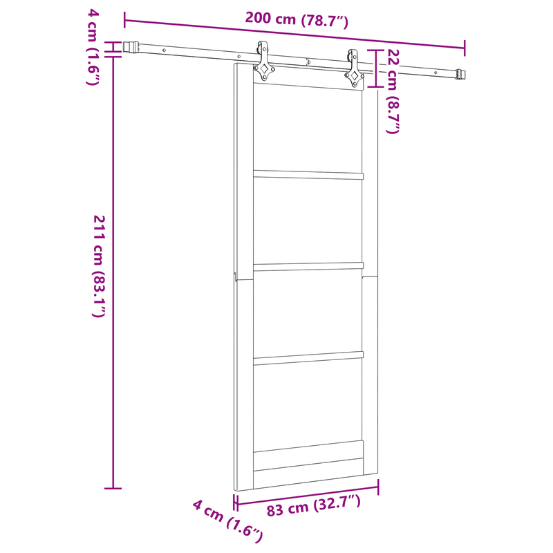 Casa si Gradina - Constructii - Usi interior, exterior si garaj - Usi interior - Set Usa cu Glisare  cu Accesorii Alb 83x211 cm Lemn Masiv de Pin - Infinity.ro