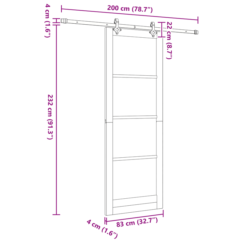 Casa si Gradina - Constructii - Usi interior, exterior si garaj - Usi interior - Set Usa Glisanta  cu Hardware "ORKDAL" Alb Lemn Solid si Sticla - Infinity.ro
