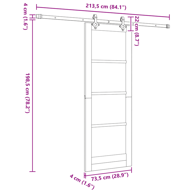 Casa si Gradina - Constructii - Usi interior, exterior si garaj - Usi interior - Usa Glisanta  cu Set de Accesorii 73.5x198.5 cm Lemn Masiv Pin - Infinity.ro