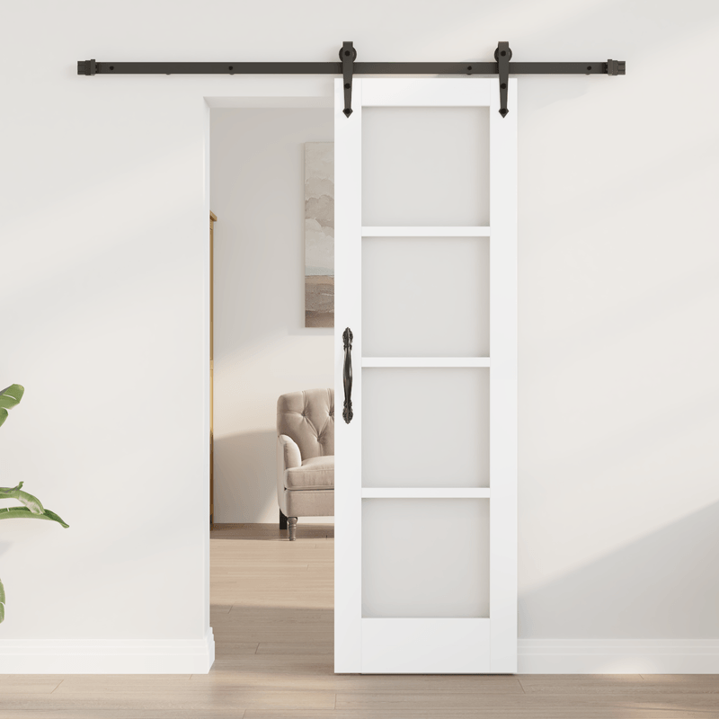 Casa si Gradina - Constructii - Usi interior, exterior si garaj - Usi interior - Set usa glisanta  cu accesorii Alb 61x198.5 cm Lemn masiv de pin - Infinity.ro