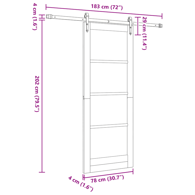 Casa si Gradina - Constructii - Usi interior, exterior si garaj - Usi interior - Usa Glisanta  cu Set de Accesorii Alb 78x202 cm Lemn Solid Pin - Infinity.ro
