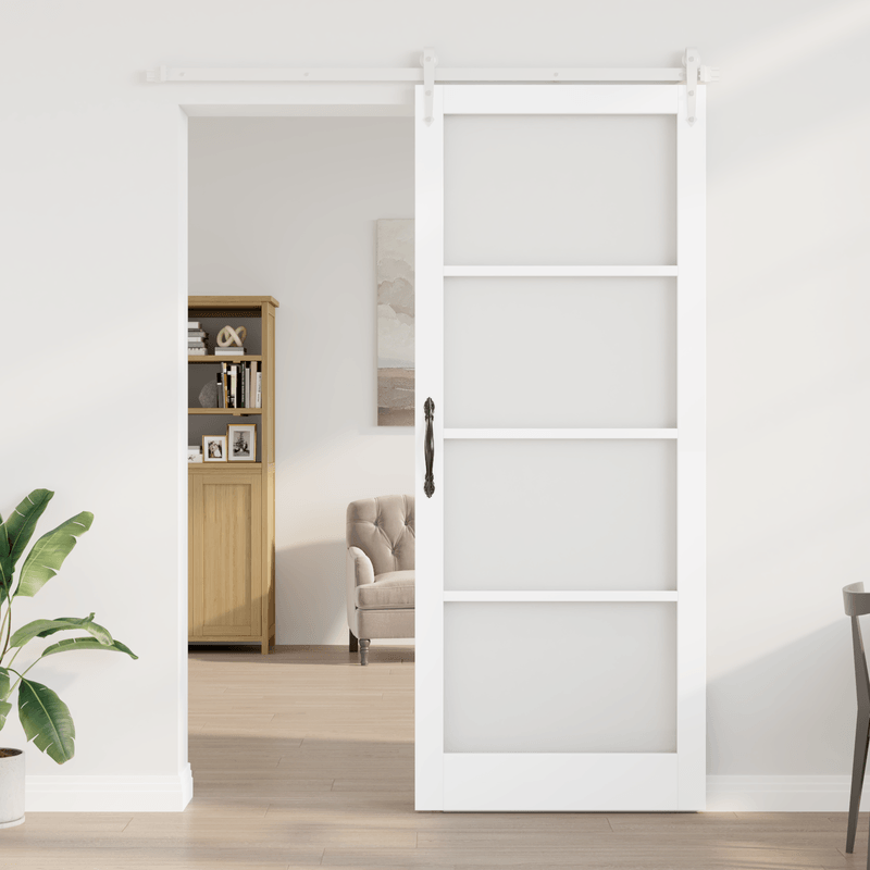 Casa si Gradina - Constructii - Usi interior, exterior si garaj - Usi interior - Usa glisanta  cu set de accesorii Alb 93x232 cm Lemn masiv de pin - Infinity.ro