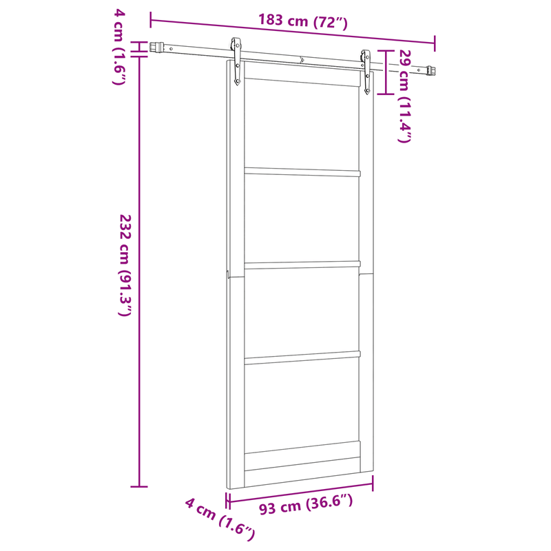 Casa si Gradina - Constructii - Usi interior, exterior si garaj - Usi interior - Usa glisanta  cu set de accesorii Alb 93x232 cm Lemn masiv de pin - Infinity.ro