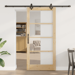 Casa si Gradina - Constructii - Usi interior, exterior si garaj - Usi interior - Usa Glisanta  cu Set de Accesorii 93x202 cm Lemn Masiv de Pin - Infinity.ro