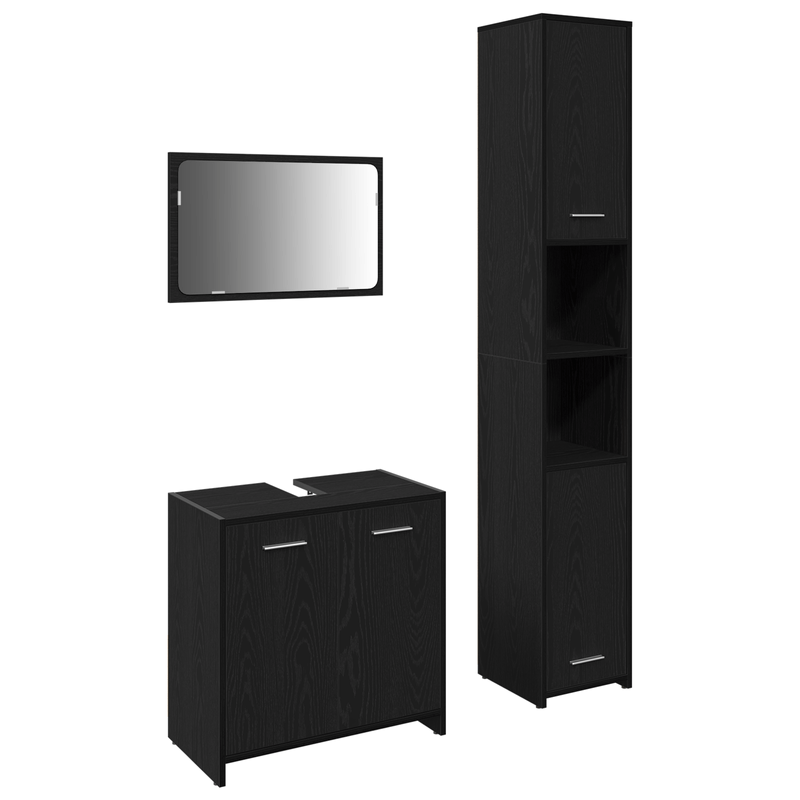 Casa si Gradina - Mobilier - Seturi de mobilier - Seturi baie - Set Mobilier pentru Baie 3 Piese Stejar Negru Lemn Prelucrat - Infinity.ro