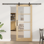 Casa si Gradina - Constructii - Usi interior, exterior si garaj - Usi interior - Set Usa Glisanta  cu Accesorii 86x198.5 cm Lemn Masiv de Pin - Infinity.ro