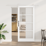 Casa si Gradina - Constructii - Usi interior, exterior si garaj - Usi interior - Set de Usi Glisante  cu Accesorii Alb 93x202 cm Lemn Solid de Pin - Infinity.ro