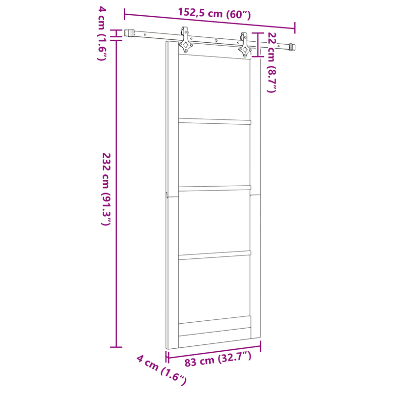 Casa si Gradina - Constructii - Usi interior, exterior si garaj - Usi interior - Usa glisanta  cu set de hardware Alb 83x232 cm Lemn masiv Pin - Infinity.ro