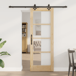 Casa si Gradina - Constructii - Usi interior, exterior si garaj - Usi interior - Usa glisanta  cu set de hardware "ORKDAL" Lemn masiv si sticla - Infinity.ro