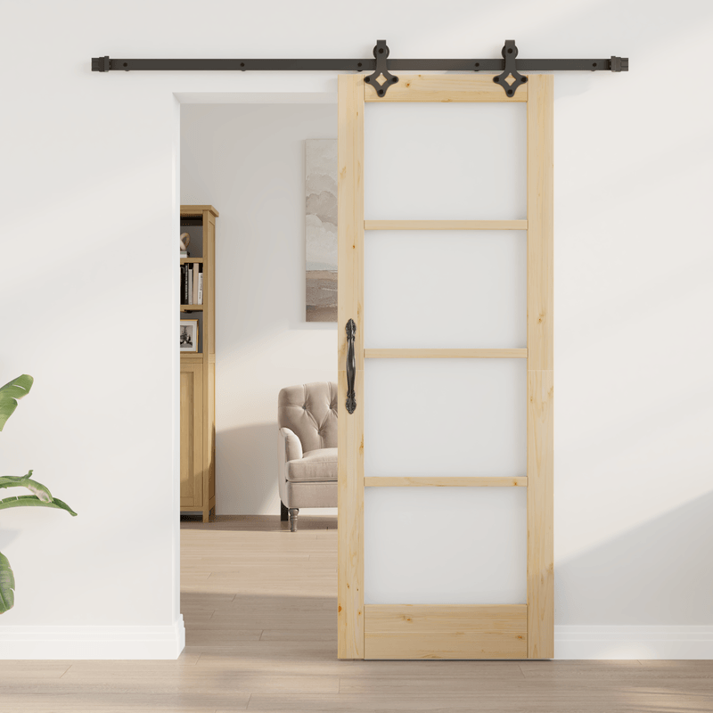 Casa si Gradina - Constructii - Usi interior, exterior si garaj - Usi interior - Usa glisanta  cu set de hardware "ORKDAL" Lemn masiv si sticla - Infinity.ro