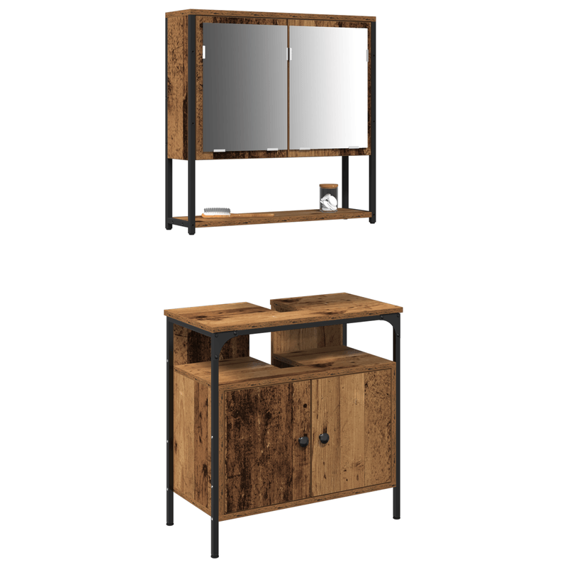 Casa si Gradina - Mobilier - Mobilier baie - Comode baie - Dulap de baie cu chiuveta incorporata Lemn vechi Lemn cu rasini - Infinity.ro