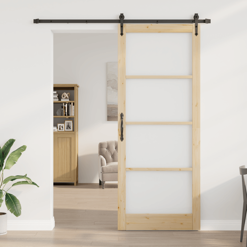 Casa si Gradina - Constructii - Usi interior, exterior si garaj - Usi interior - Usa Glisanta  cu Set de Accesorii 93x232 cm Lemn Masiv Pini - Infinity.ro