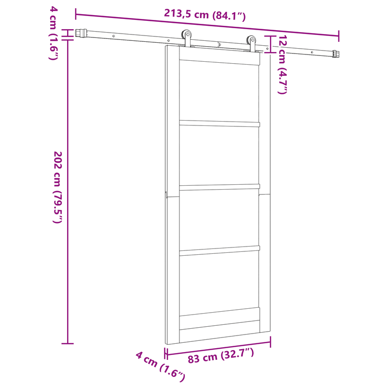 Casa si Gradina - Constructii - Usi interior, exterior si garaj - Usi interior - Usa Glisanta  cu Set de Accesorii 'ORKDAL'Alb 83x202 cm - Infinity.ro