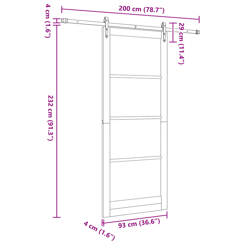 Casa si Gradina - Constructii - Usi interior, exterior si garaj - Usi interior - Usa Glisanta  cu Set de Accesorii 93x232 cm Lemn Masiv Pini - Infinity.ro