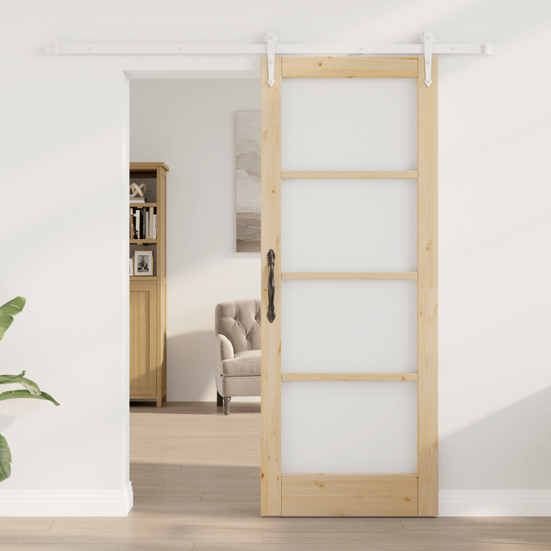 Casa si Gradina - Constructii - Usi interior, exterior si garaj - Usi interior - Set Usa Glisanta  cu Accesorii 78x202 cm Lemn Masiv de Pin - Infinity.ro