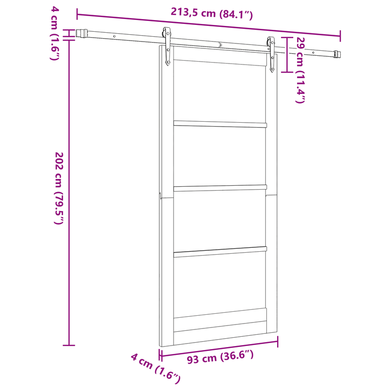 Casa si Gradina - Constructii - Usi interior, exterior si garaj - Usi interior - Usa glisanta cu set de accesorii 'ORKDAL'93x202 cm - Infinity.ro