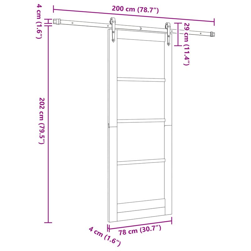 Casa si Gradina - Constructii - Usi interior, exterior si garaj - Usi interior - Set Usa Glisanta  cu Accesorii 78x202 cm Lemn Masiv de Pin - Infinity.ro
