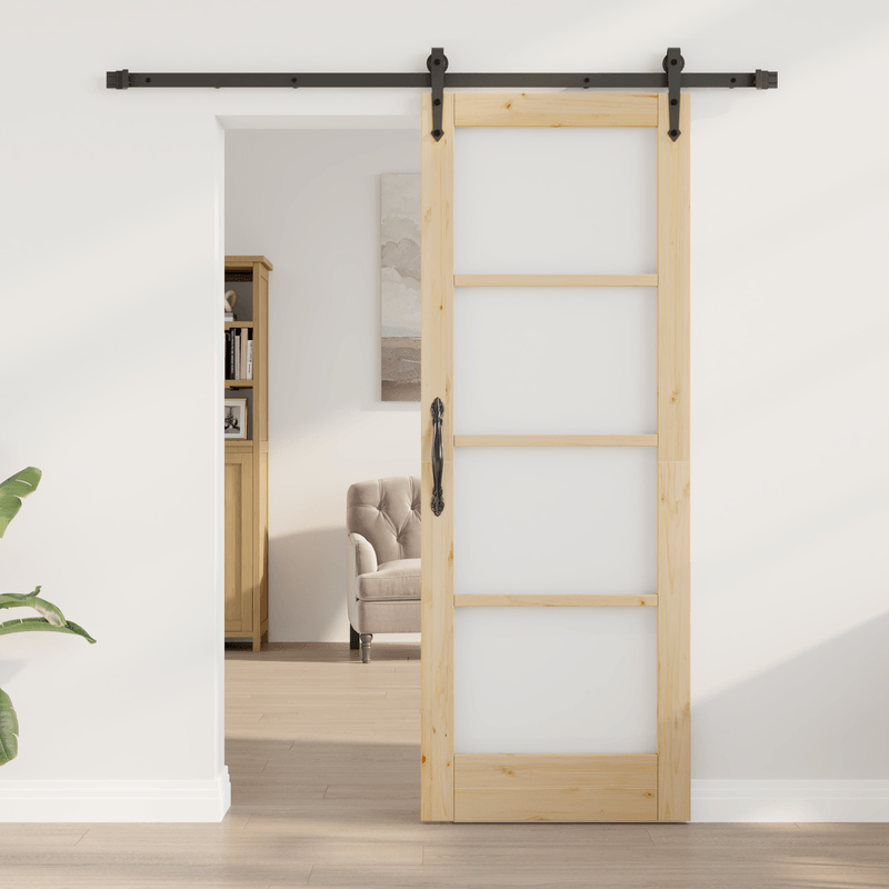 Casa si Gradina - Constructii - Usi interior, exterior si garaj - Usi interior - Set usa glisanta  cu accesorii 73.5x198.5 cm Lemn masiv de pin - Infinity.ro