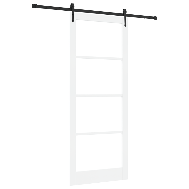 Casa si Gradina - Constructii - Usi interior, exterior si garaj - Usi interior - Set Usa Glisanta  cu Accesorii Alb 93x232 cm Lemn Solid de Pin - Infinity.ro