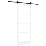 Casa si Gradina - Constructii - Usi interior, exterior si garaj - Usi interior - Set Usa Glisanta  cu Accesorii Alb 93x232 cm Lemn Solid de Pin - Infinity.ro