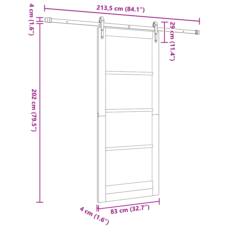Casa si Gradina - Constructii - Usi interior, exterior si garaj - Usi interior - Usa Glisanta  cu Set de Accesorii 'ORKDAL'Alb 83x202 cm - Infinity.ro
