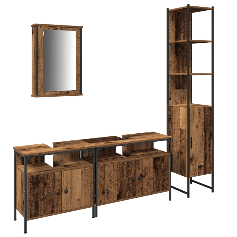 Casa si Gradina - Mobilier - Mobilier baie - Comode baie - Cabinet de baie cu chiuveta incorporata in stil lemn vechi din lemn prelucrat - Infinity.ro