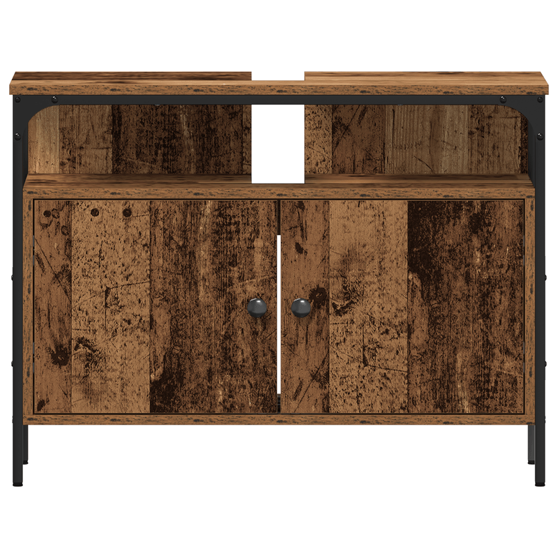 Casa si Gradina - Mobilier - Mobilier baie - Comode baie - Cabinet de baie cu chiuveta incorporata in stil lemn vechi din lemn prelucrat - Infinity.ro