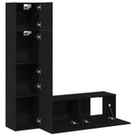 Casa si Gradina - Mobilier - Seturi de mobilier - Seturi living - Set de cabinet TV montat pe perete 3 piese  Stejar negru lemn prelucrat - Infinity.ro