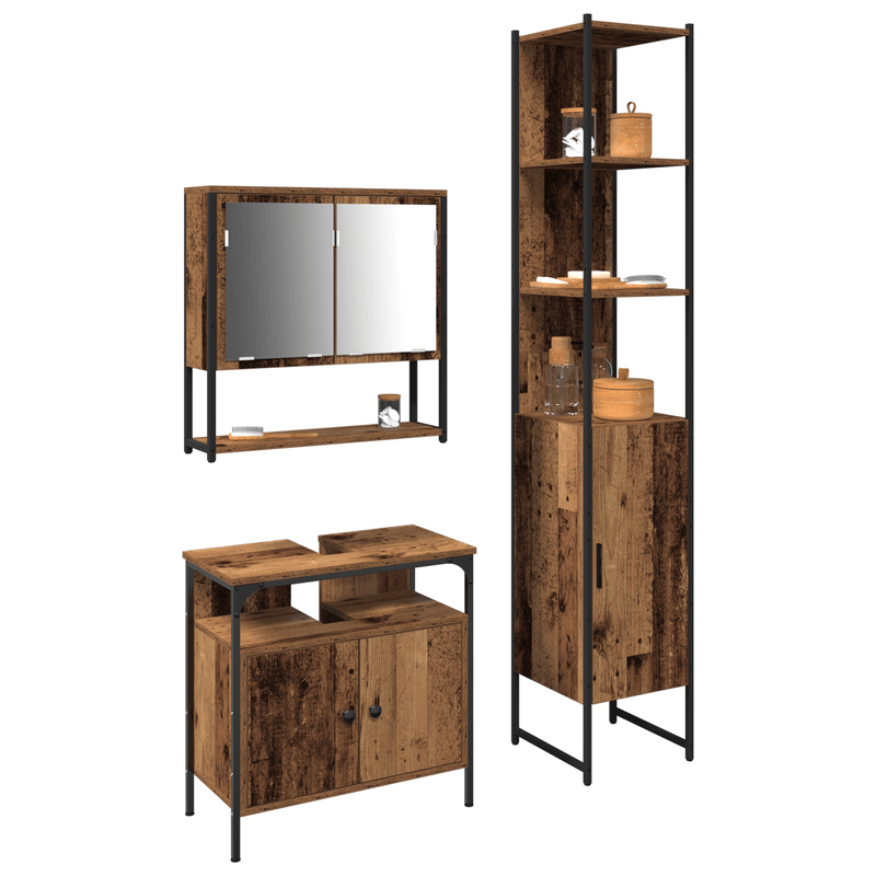 Casa si Gradina - Mobilier - Mobilier baie - Comode baie - Dulap pentru chiuveta de baie cu bazin incorporat din lemn vechi, lemn prelucrat - Infinity.ro