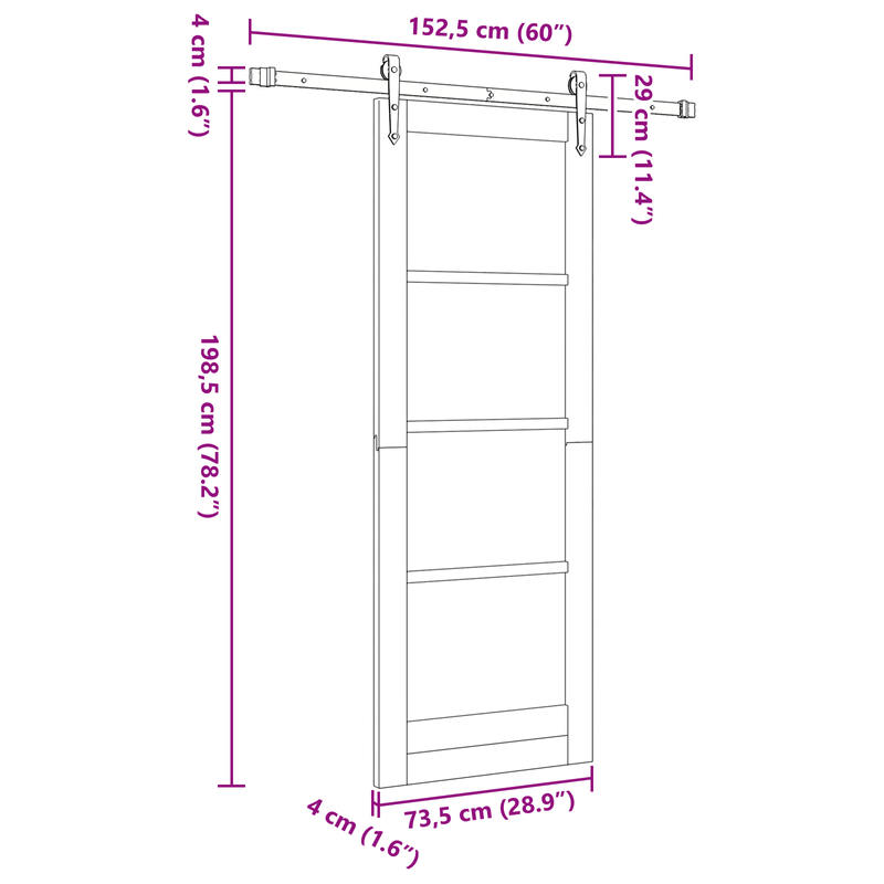 Casa si Gradina - Constructii - Usi interior, exterior si garaj - Usi interior - Usa glisanta  cu set de accesorii 'ORKDAL'73.5 x 198.5 cm - Infinity.ro