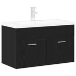 Casa si Gradina - Mobilier - Mobilier baie - Comode baie - Cabinet Chiuveta Baie cu Bazin Integrat Stejar Negru Lemn Prelucrat - Infinity.ro
