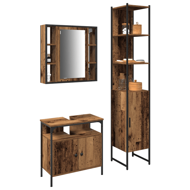 Casa si Gradina - Mobilier - Mobilier baie - Comode baie - Chiuveta de baie cu dulap si chiuveta incorporata din lemn vechi - Infinity.ro