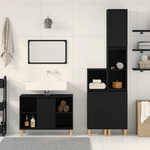 Casa si Gradina - Mobilier - Seturi de mobilier - Seturi baie - Set mobilier baie  3 piese stejar negru lemn prelucrat - Infinity.ro