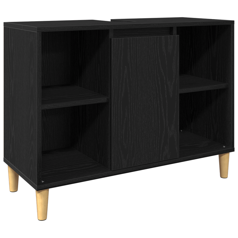 Casa si Gradina - Mobilier - Seturi de mobilier - Seturi baie - Set mobilier baie  3 piese stejar negru lemn prelucrat - Infinity.ro