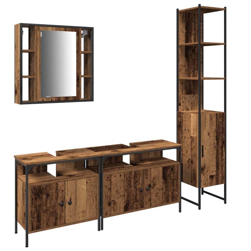 Casa si Gradina - Mobilier - Mobilier baie - Comode baie - Consola pentru chiuveta de baie cu lavoar incorporat din lemn vechi si lemn ingineresc - Infinity.ro